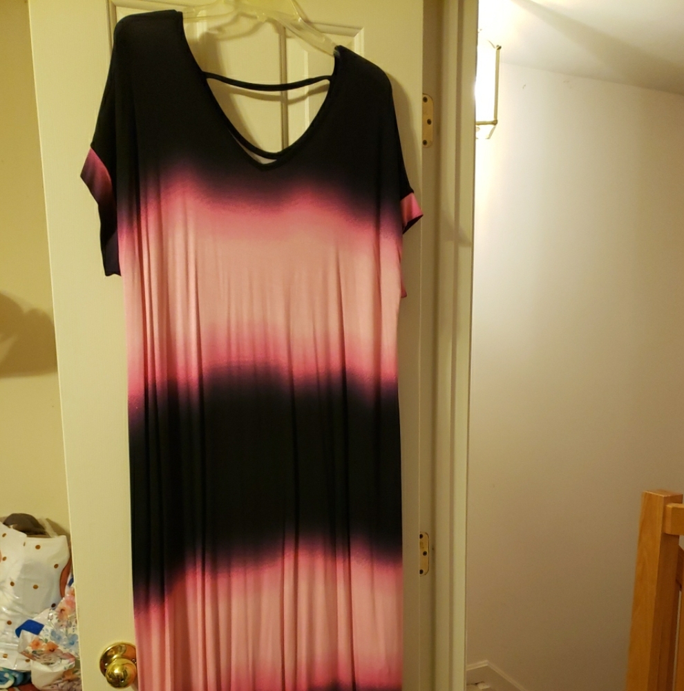 Lularoe Pink and Black Tie Dye Macy Dress Size XL NWT